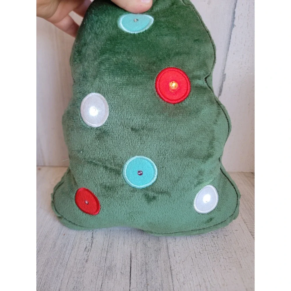 Christmas tree shaped light up pillow Xmas home decor couch accessory